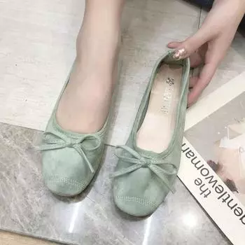 Ленивые туфли для женщин в летнем корейском стиле, модные танцевальные туфли на плоской подошве, повседневные туфли с мягкой подошвой, новые 35 зелёный