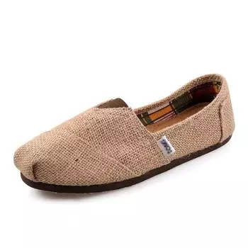 Ленивые туфли из ткани, европейский и американский стиль, парусиновые туфли, чехлы для ног, одна педаль, пара, однотонные, плоские туфли Мэри из льна, Томс 35