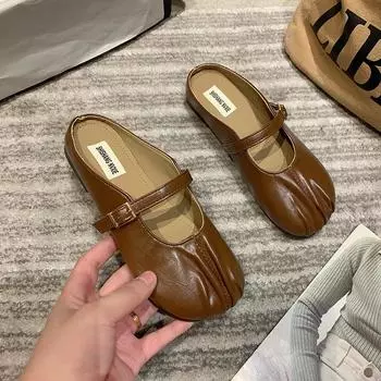 Ленивые женские полутапочки, новые летние стильные плиссированные тапочки на плоской подошве для женщин 35 коричневый