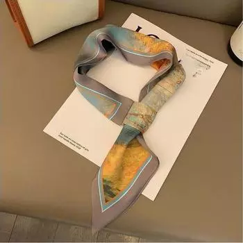 Ленивый длинный маленький шелковый шарф женский универсальный костюм весна, осень и лето тонкий теплый корейский женский шейный шарф 2 разноцветный