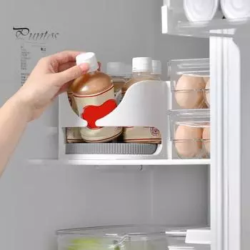 Ленивый холодильник, ящик для хранения, поворотная полка, вращение на 360 градусов, большая вместимость, противоскользящий дизайн, вращающаяся полка для хранения на кухне серый/белый