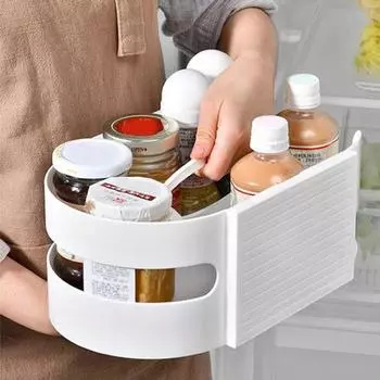 Ленивый холодильник, ящик для хранения, поворотная полка, вращение на 360 градусов, большая вместимость, противоскользящий дизайн, вращающаяся полка для хранения на кухне