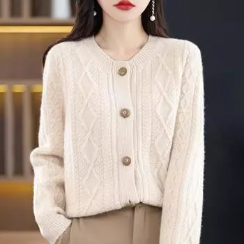 Ленивый кардиган, женская куртка в стиле ретро, свитер, женский круглый вырез, осенне-зимний кардиган, утолщенный трикотажный свитер M