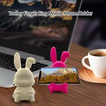 Ленивый кронштейн, держатель с мультяшным кроликом, емкость, самоклеющееся кольцо, тележка, прочный мобильный телефон, аксессуары для мобильных телефонов светло-голубой