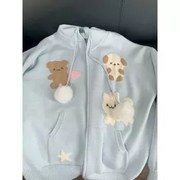 Ленивый Молочный Фуфу Милый Худи Мягкий Клейкий Кардиган Свитер Blue L [Suggested 52.50 kg-57.50 kg]]