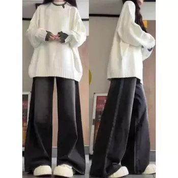 Ленивый Молочный Фуфу Причудливый Свитер Оверсайз White L([Recommended 52.50 kg-57.50 kg]])