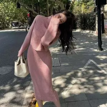 Ленивый осенне-зимний новый стильный темпераментный пуловер для женщин, однотонный плотный трикотаж, нежный, приятный для кожи, теплый костюм One Size зелёный