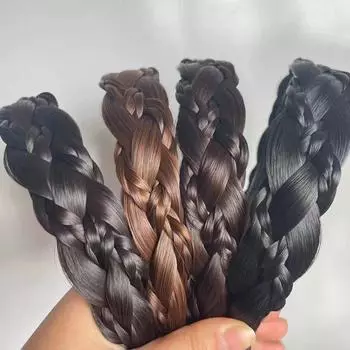 Ленивый парик, повязки на голову для женщин, широкие косы, ленты для волос, обруч ручной работы в стиле ретро, аксессуары для укладки волос, головные уборы темно-коричневого