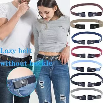 Ленивый пояс без пряжки, эластичный для мужчин и женщин, подходит для всех брюк красный