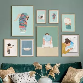 Ленивый сон девушка пузырьковая ванна выходные стирка абстрактный плакат на скандинавскую тему настенный художественный принт холст картины фотографии Декор в гостиную 21x30cm No Framed