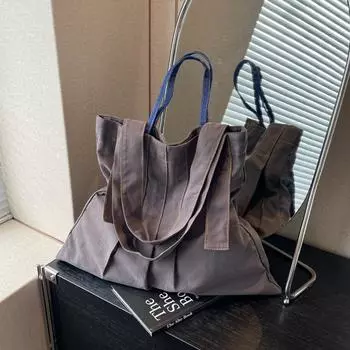 Ленивый ветер большая вместительная плиссированная холщовая сумка 2024 новая ретро сумка-тоут текстура нишевый дизайн сумка через плечо серый