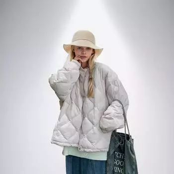 Ленивый ветер ромб хлопковая одежда женская зимняя дизайнерская мысль маленькая свободная и тонкая хлопковая одежда женское пальто S розовый