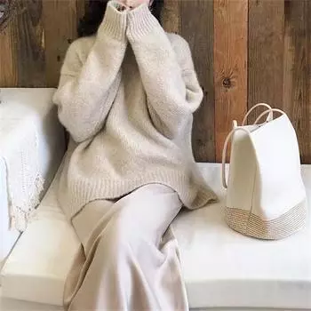 Ленивый ветер свитер женский свободный верхняя одежда осень и зима новый корейский вариант круглый вырез ворот вязаный свитер женский топ one size fits all серый