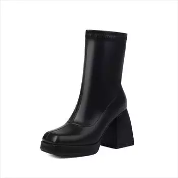 Lenkisen PU Autumn Winter Shoes Extreme High Heels Platform Boots Keep Warm Sexy Party Ankle Boots