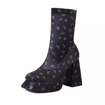 Lenkisen PU Autumn Winter Shoes Extreme High Heels Platform Boots Keep Warm Sexy Party zipper Ankle Boots