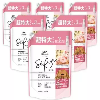 Lenor Reset Serum Softener White Peach Chamomile Сменный блок x 6 пакетов по 1150 мл [Большая емкость] [Товар в коробке]