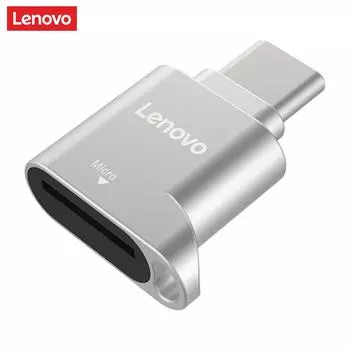 Lenovo D201 USB Type C кард-ридер 480 Мбит/с 512 ГБ USB-C TF Micro SD OTG адаптер Type-C TF кард-ридер для телефона-ноутбука серебряный