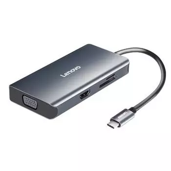 Lenovo LX0807G Концентратор Type-C Конвертер Type-C 7-в-1 Корпус из алюминиевого сплава HD + VGA + PD Зарядка серый