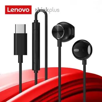 Lenovo TW16 In-line Gaming Wired Headset Subwoofer Low Latency Earbuds Semi-In-Ear Headset Type-c чёрный