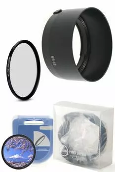 Lens Hood Lens Filter 49mm Compatible 2 Piece Set for Canon Lens 49mm ES-68 & (ES-68 & Filter)
