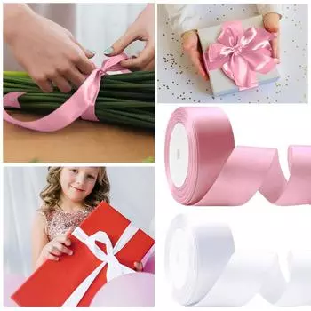 Лента 1,57 дюйма, 25 ярдов атласной ленты для рукоделия, односторонняя полиэстеровая шелковая повязка на голову, лента для букета цветов, лента для упаковки подарков, свадьба One Size светло-розовый