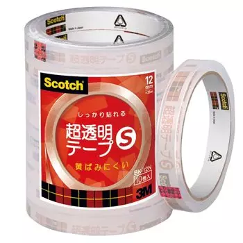 Лента 3M Scotch Ultra Transparent Tape S, упаковка из 10 рулонов, 12 мм x 35 м, большой рулон BK-12N