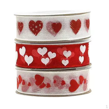 Лента 3x5 ярдов, 15 мм с принтом в виде сердца для подарочной упаковки на День Святого Валентина, заколки для волос и бантики