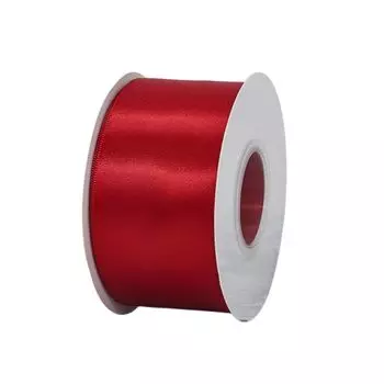 Лента атласная COZENTA 50мм двухсторонняя подарочная упаковка для букета (красный красный)