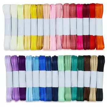 Лента атласная Payevxo 3 мм, 30 цветов, набор по 5 м, двухсторонняя атласная лента, упаковочная лента, цветная лента ручной работы, аксессуары, ручная работа, хранение