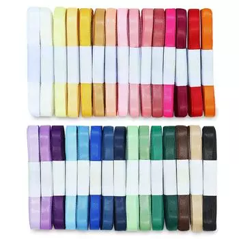 Лента атласная Payevxo 6 мм, 30 цветов, набор по 5 м, двухсторонняя атласная лента, упаковочная лента, цветная лента ручной работы, бант для упаковки одежды