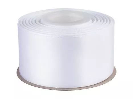 Лента атласная Ширина 50 мм Длина 22 м Ручная работа Сделай Сам Букет Подарочная упаковка Упаковка Белая [TEKDEERE] Двусторонняя - белый