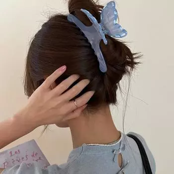 Лента Бабочка Акула Зажим Смола Прозрачный Акула Зажим Модный Крыло Волосы Коготь Школа синий