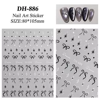 Лента бант нейл-арт наклейка универсальный горошек четыре звезды сделай сам самоклеящиеся слайдеры наклейки аксессуары для женщин девочек чёрный