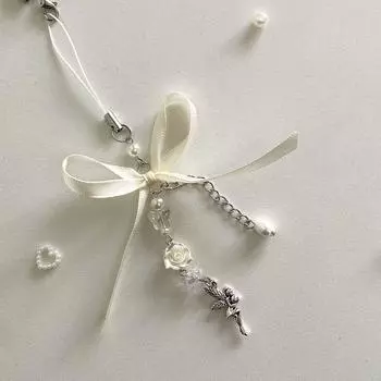 Лента бант телефон цепочка волосяной шарик бисер кулон шарм чехол для наушников подвесной шнур камера ремешок сумка Декор