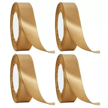 Лента цвета шампанского золота, размер 25, шелковая лента, используется для упаковки подарков, поделок, букетов, упаковки подарков на День святого Валентина и Рождество. 4 roll