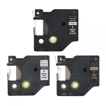 Лента для этикеток шириной 9 мм, длиной 23 фута, водонепроницаемая, маслостойкая, прозрачная, для печати, этикетировочная лента для DYMO160 9mm White On Black