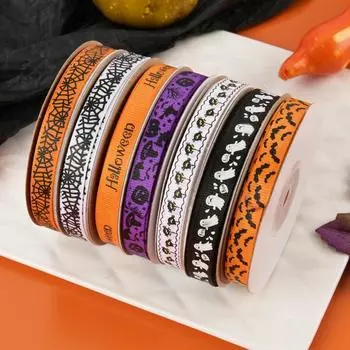 Лента для Хэллоуина, украшение на вечеринку в честь Хэллоуина, бант, головной убор, сделай сам, подарочная коробка с цветком, упаковка, праздничные принадлежности из ленты A11