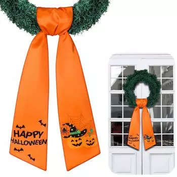 Лента для Хэллоуина, украшение, венок, печать, дверь, подвесное праздничное украшение One Size оранжевый