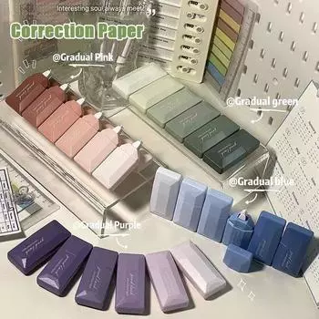 Лента для коррекции градиента в стиле карты, 6 шт., для студенческого использования, бесшумная корректирующая лента большой емкости, портативная, компактная и высокая эстетика розовый