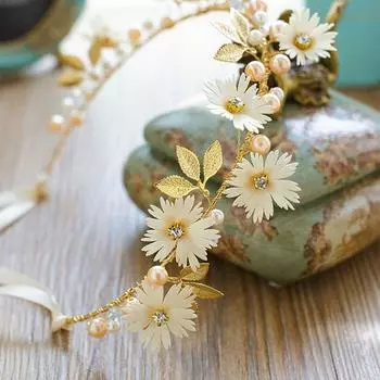 Лента для новобрачных с жемчужными гирляндами, повязка на голову, диадема, повязка для волос