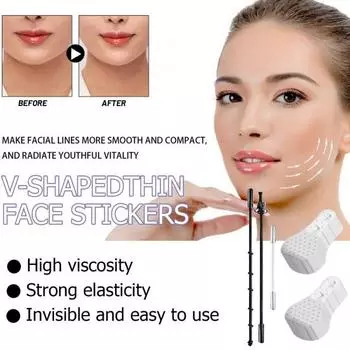 Лента для подтяжки лица, 40 шт./компл., V-образная тонкая наклейка для лица, невидимая эластичная тонкая лента для лица, подбородка, V-образная лента для скрытия морщин на лице, подтяжка кожи 1 Set