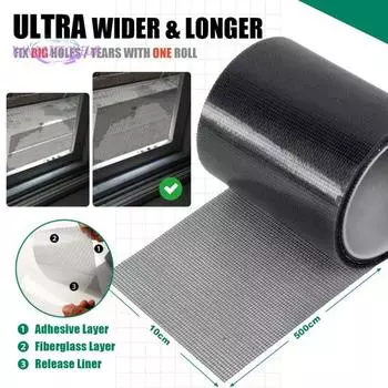 Лента для ремонта оконных стекол, прочный клей, очень длинная, широкое применение, набор заплат для ремонта сетки из стекловолоконной ленты белый