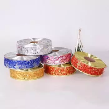 Лента для рождественского украшения, ширина, позолоченная лента, подарочная упаковка, лента для свадебного фестиваля, рождественской вечеринки, 100 ярдов/рулон 100 yards