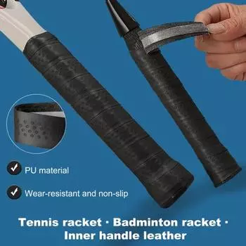 Лента для рукоятки теннисной ракетки Искусственная кожа Самоклеящаяся Отличная липкость Противоскользящая Защитная втулка для ракетки Узор в горошек Повышенное трение Ударопрочность A чёрный