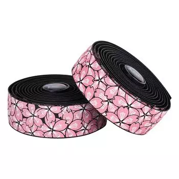 Лента для руля шоссейного велосипеда REYLNXR, велосипедная лента, амортизация, EVA, удобная, дышащая, износостойкая, цветы на черном фоне, 2 противоскользящие (Розовый - Роллы)