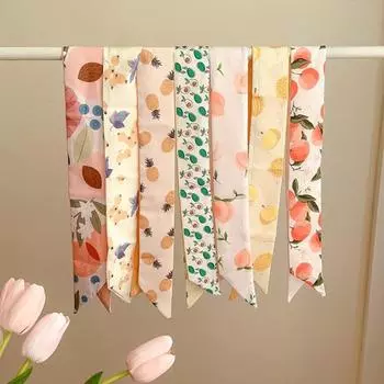 Лента для волос, популярный гладкий двухслойный шарф для волос, сладкий фруктовый цветочный принт, шарф для волос для девочек, повязка для волос, инструмент для укладки