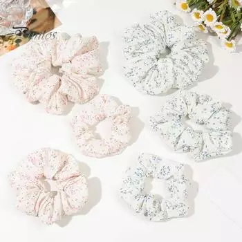 Лента для волос с цветочным принтом, эластичная тканевая резинка для волос, женская веревка для волос, повседневная вечеринка, прогулка, путешествия, увеличенные аксессуары для волос Large синий