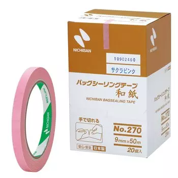 Лента для запечатывания пакетов Nichiban, бумага васи, 20 шт., 9 мм x 50 м, цвет розовая сакура, № 270 270SP-20P