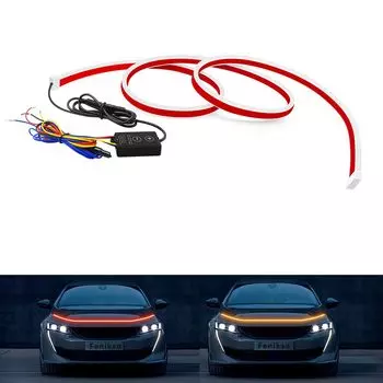 Лента Fenikso Sequential Flowing Turn Signal Light Switching с дистанционным управлением, силиконовая водонепроницаемая, для грузовиков и внедорожников, универсальная отрезная лента 12 В