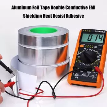 Лента из алюминиевой фольги 25 м, двойная проводящая защита от ЭМИ, жаростойкая (10мм) Делавэр
